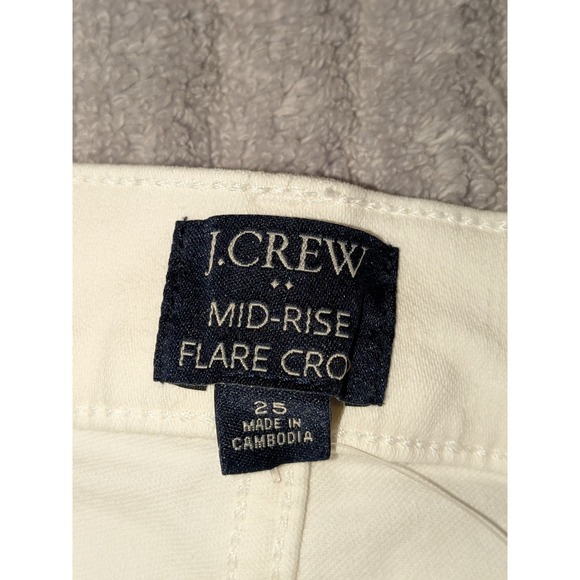 J.Crew Mid-Rise Flare Crop White Jeans Raw Hem Signature Stretch Sz 25 NWT $118 - Picture 4 of 12
